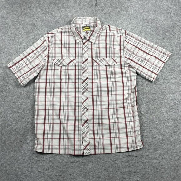Cabela's Other - Cabela's Coolmax Shirt Mens Large‎ Gray Plaid Short Sleeve Button Up Outdoors